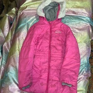 Girls pink lined coat size 78